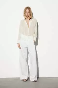 Рубашка с эффектом складки ZARA, экру