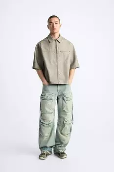 Рубашка с эффектом выцветшей кожи ZARA, цвет sand/marl