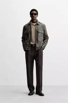 Рубашка с эффектом выцветшей кожи ZARA, зеленый