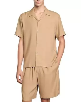 Рубашка с акульим воротником Sandro, коричневый/бежевый