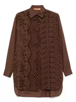 Рубашка с английской вышивкой Ermanno Scervino, коричневый