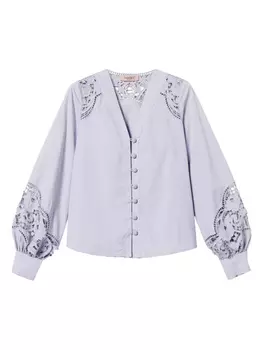 Рубашка с английской вышивкой TWINSET, фиолетовый