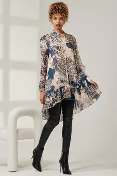 Рубашка с асимметричным многоуровневым подолом Jolie Moi, синий