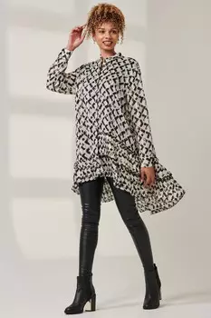 Рубашка с асимметричным многоуровневым подолом Jolie Moi, черный