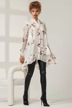 Рубашка с асимметричным многоуровневым подолом Jolie Moi, бежевый