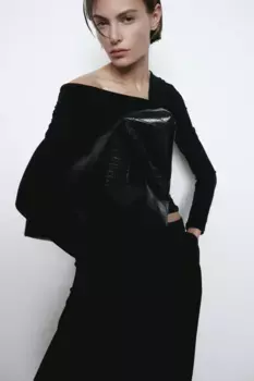 Рубашка с асимметричным вырезом H&M, черный