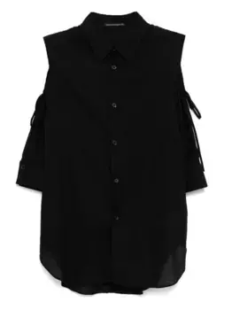 Рубашка с асимметричными плечами Yohji Yamamoto, черный