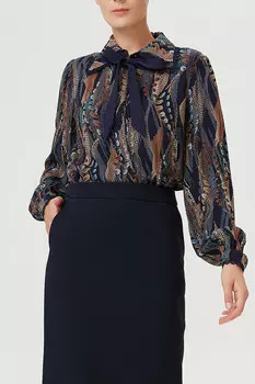 Рубашка с аскотским воротником и абстрактным принтом Smart And Joy, синий