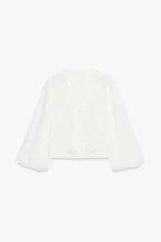Рубашка с ажурной вышивкой ZARA, белый