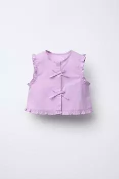 Рубашка с бантиками ZARA, цвет Lilac