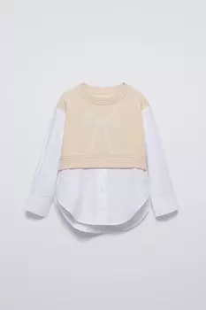 Рубашка с бантом ZARA, экрю