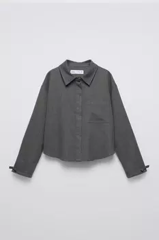 Рубашка с бантом ZARA, антрацитовый серый