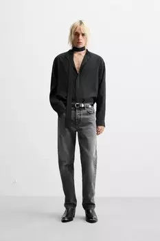 Рубашка с бантом ZARA, черный