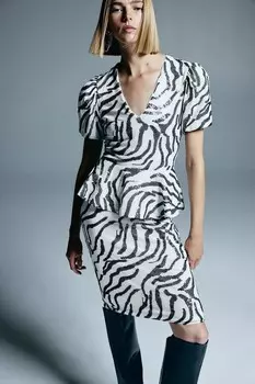 Рубашка с баской и пайетками H&M, белый