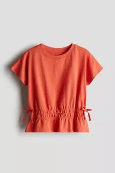 Рубашка с баской из хлопкового трикотажа H&M, оранжевый