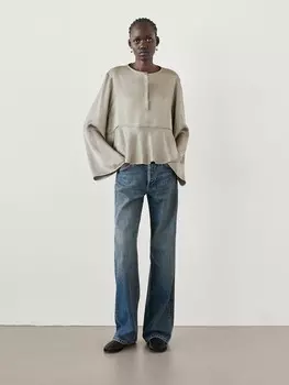 Рубашка с баской Massimo Dutti, бежевый