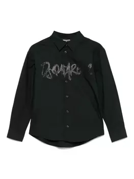 Рубашка с блестящим логотипом DSQUARED2 KIDS, черный
