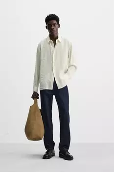 Рубашка с боковыми пуговицами ZARA, экрю