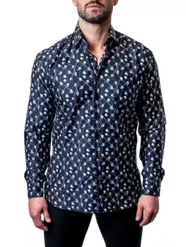 Рубашка с черепом и лазером Фибоначчи Maceoo, черный