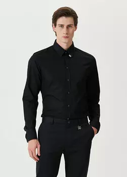 Рубашка с черным воротником и логотипом Dolce&Gabbana
