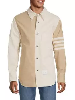 Рубашка с цветными блоками Thom Browne, хаки