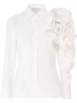 Рубашка с цветочной аппликацией Carolina Herrera, белый