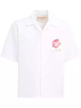 Рубашка с цветочной аппликацией Marni, белый