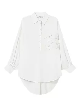 Рубашка с цветочной аппликацией TWINSET, белый