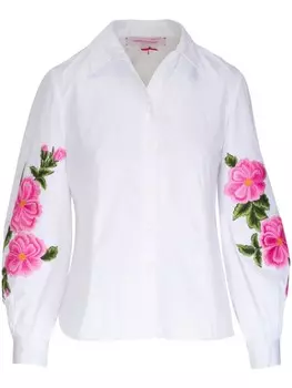 Рубашка с цветочной вышивкой Carolina Herrera, белый