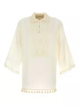 Рубашка с цветочной вышивкой VALENTINO GARAVANI, нейтральный