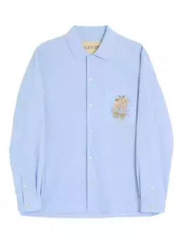 Рубашка с цветочной вышивкой VALENTINO GARAVANI, синий