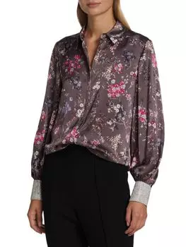 Рубашка с цветочным декором Selina Cinq Sept, цвет Asphalt Multi