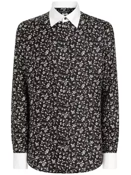Рубашка с цветочным принтом Dolce & Gabbana, черный