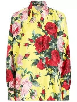 Рубашка с цветочным принтом Dolce & Gabbana, желтый