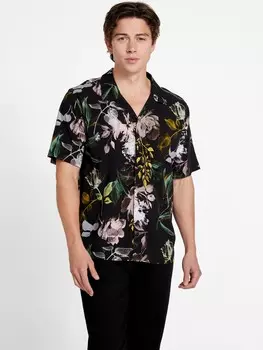 Рубашка с цветочным принтом Guess Factory, черный