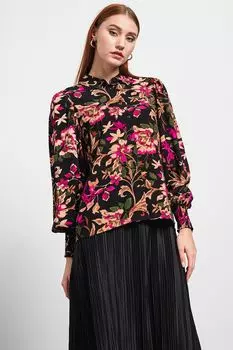 Рубашка с цветочным принтом и острым воротником Vila, зеленый