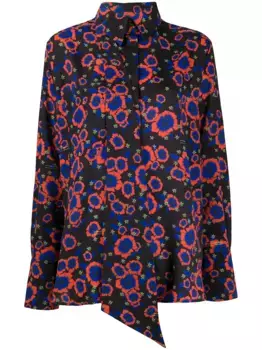 Рубашка с цветочным принтом и завязками Rokh, черный