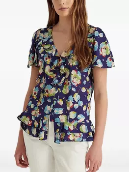 Рубашка с цветочным принтом Lauren Ralph Lauren, синий