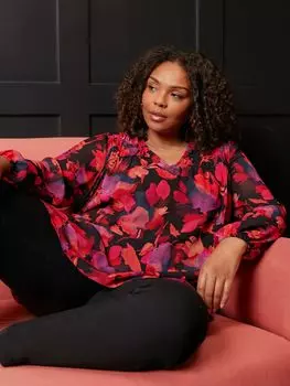 Рубашка с цветочным принтом Live Unlimited Curve, розовая