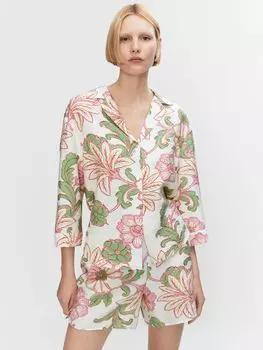 Рубашка с цветочным принтом Mango Clavel, Розовый/Мульти