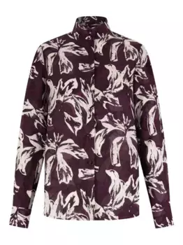 Рубашка с цветочным принтом на пуговицах Shanghai Tang, коричневый