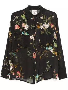 Рубашка с цветочным принтом Semicouture, черный