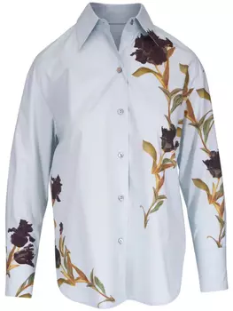 Рубашка с цветочным принтом Vince, синий