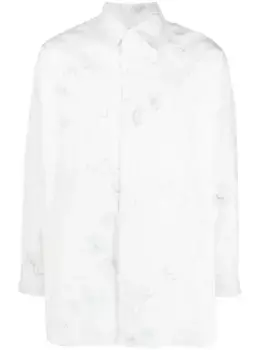 Рубашка с цветочным принтом Yohji Yamamoto, белый