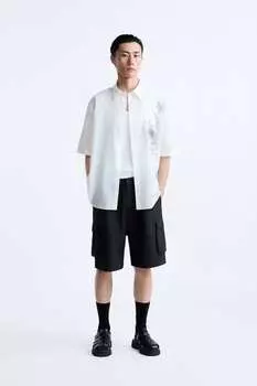 Рубашка с цветочным принтом ZARA, белый