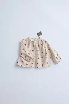 Рубашка с цветочным рисунком ZARA, цвет butter