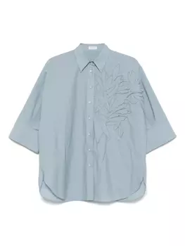 Рубашка с цветочным узором Brunello Cucinelli, синий