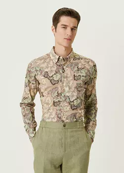 Рубашка с цветочным узором Etro, бежевый