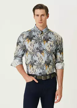 Рубашка с цветочным узором Etro, синий
