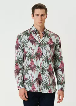 Рубашка с цветочным узором Etro, синий